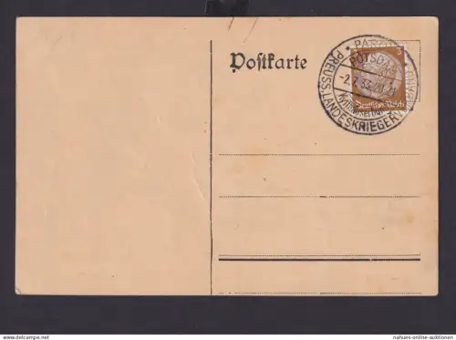 Deutsches Reich Drittes Reich Karte Sonderstempel Potsdam Preuss. Landeskrieger