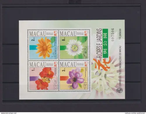 Asien Asia Macau Macao Block 23 postfrisch MNH Pflanzen Blumen Gärten KatWert 24