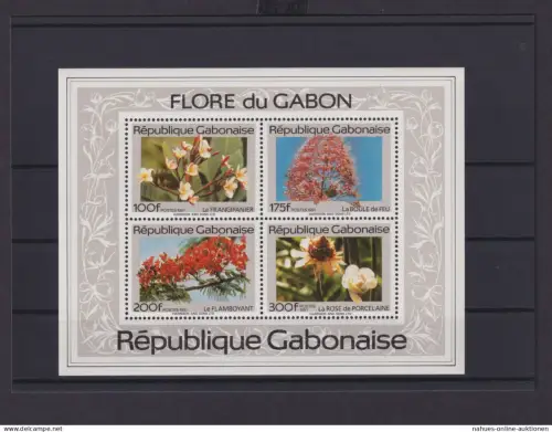 Gabun Afrika Übersee Block Briefmarken Blumen aus Gabun 1991 Luxus postfrisch