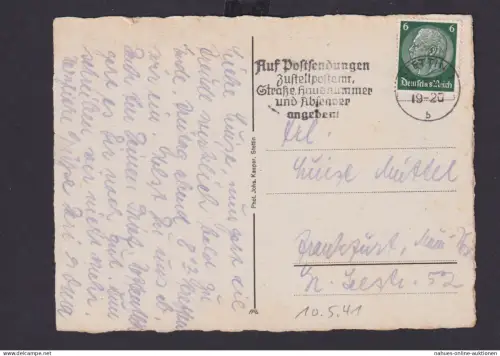 Deutsches Reich Drittes Reich Ansichtskarte Postsache SST Auf Postsendungen