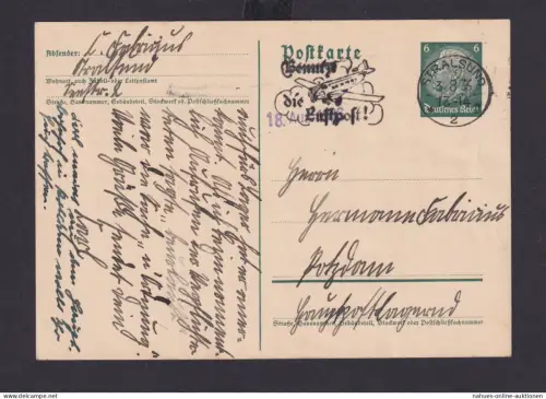 Flugpost Deutsches Reich Drittes Reich Karte SST Benutzt die Luftpost ab