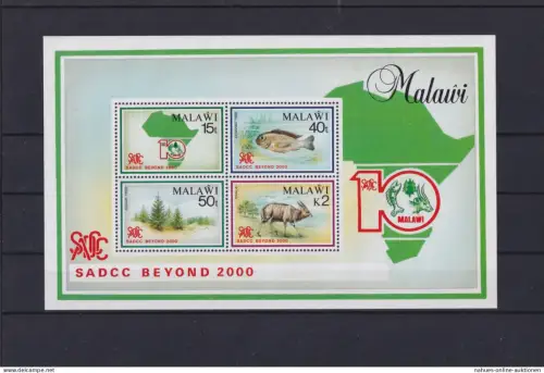 Malavi Afrika Übersee Block Briefmarken SADCC BEYOND 2000 Luxus postfrisch