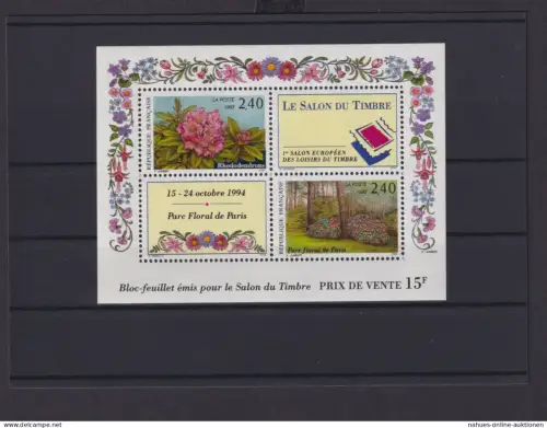 Frankreich Europa Block Briefmarken Parc Florale Paris 1994 Luxus postfrisch