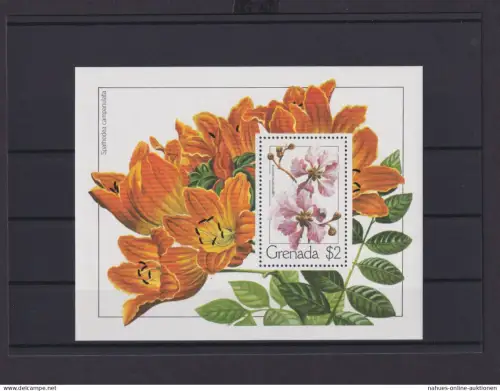 Grenada Übersee Block Briefmarken Blumen Lagerstroemia speciosa Luxus postfrisch
