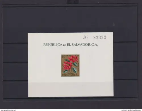 El Salvador Übersee Block Briefmarken Flor de Pascua Luxus postfrisch