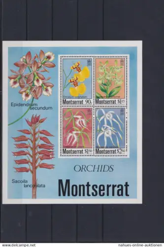 Montserrat Übersee Block Briefmarken Blumen Orchideen Luxus postfrisch