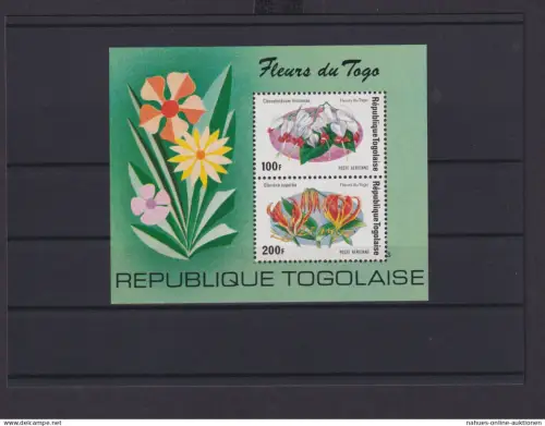 Togo Übersee Block Briefmarken Pflanzen Blumen aus Togo Luxus postfrisch