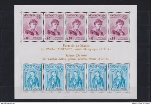 Monaco Block Briefmarken Portrait de Martin 1975 Sainte Devote Luxus postfrisch