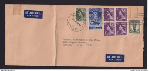 Flugpost Australien Brief MIF Destination Victoria nach London Großbritannien