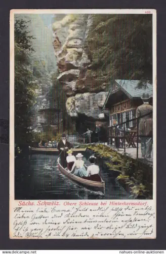 Ansichtskarte Hinterherrmannsdorf Sachsen Sächsische Schweiz Obere Schleuse