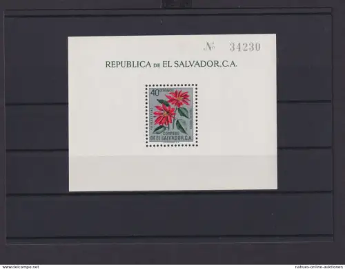 El Salvador Übersee Block Briefmarken Flor de Pascua Luxus postfrisch