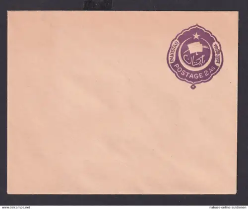Asien Briefmarken Pakistan Ganzsache Umschlag 2 As. violett Südasien
