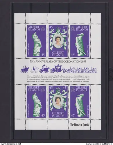 Gilbert Inseln Übersee Block Briefmarken 25 Jahre Krönung Elisabeht II 1953