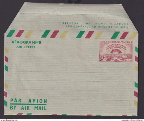 Afrika Kamerun Africa Cameroon Ganzsache Flugpost airmal aerogramm 20 F 1962
