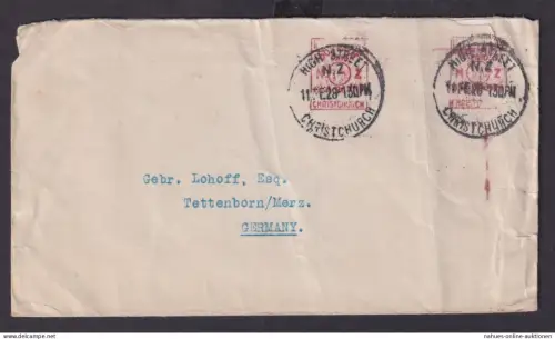 Neuseeland Brief mit zwei Freistempel Destination POSTAGE PAID CHRISTCHURCH n