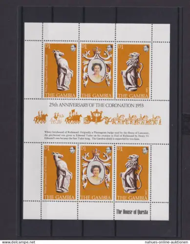 Gambia Afrika Übersee Block Briefmarken 25 Jahrestag Krönung Elisabeth II 1953