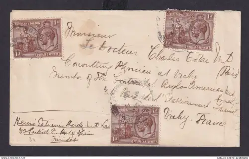 Trinidad & Tobago Britische Kolonien Brief MEF King Georg V Port of Spain nach