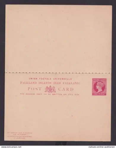 Falklandinseln Ganzsache 1p Queen Victoria Frage & Antwort Falkland Islands