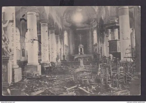 Ansichtskarte Poelkapelle Langemark Belgien Zerstörte Kirche 1. Weltkrieg