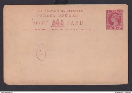 Karibische Inseln Antigua Ganzsache 1p Queen Victoria Britische Kolonien