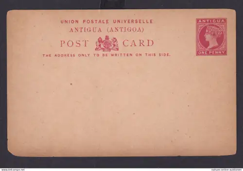 Karibische Inseln Antigua Ganzsache 1p Queen Victoria Britische Kolonien