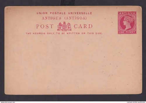 Karibische Inseln Antigua Ganzsache 1p Queen Victoria Britische Kolonien