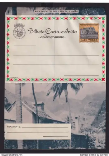 Kap Verde Cabo Verde Afrika Africa Ganzsache Aerogramm 3,50 $ Portugal Kolonie