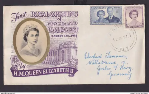 Neuseeland Brief Karoro Goslar Harz schöner Umschlag Politik Parlament Queen