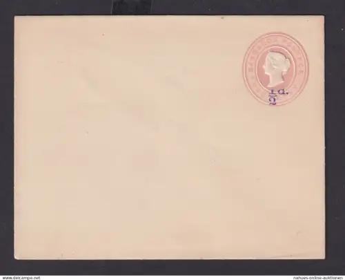 Karibik Barbados Ganzsache Cover Queen Victoria 1/2d auf 1d überstempelt