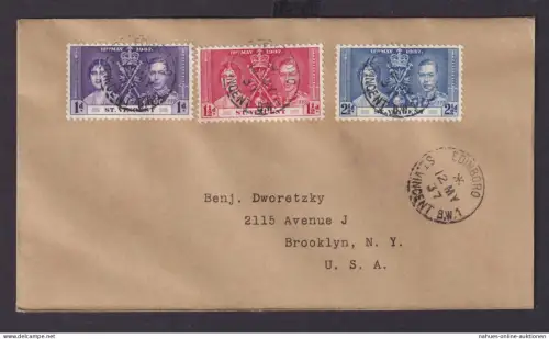 St. Vincent Britische Kolonien Karibik Brief Edinboro nach New York USA Krönung