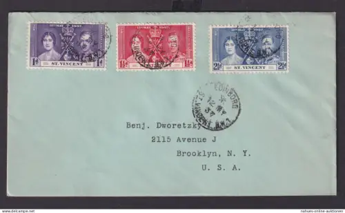 St. Vincent Britische Kolonien Karibik Brief Edinboro nach New York USA Krönung