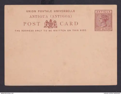 Briefmarken Britische Kolonien Antigua Ganzsache Queen Victoria 1 1/2 p braun