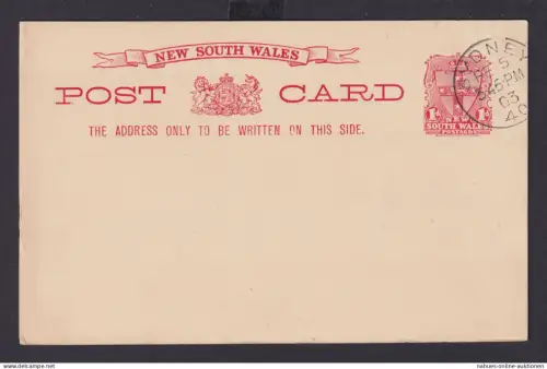 Australien New South Wales Neu Süd Wales Ganzsache 1p Wappen Sydney 5.2.1903