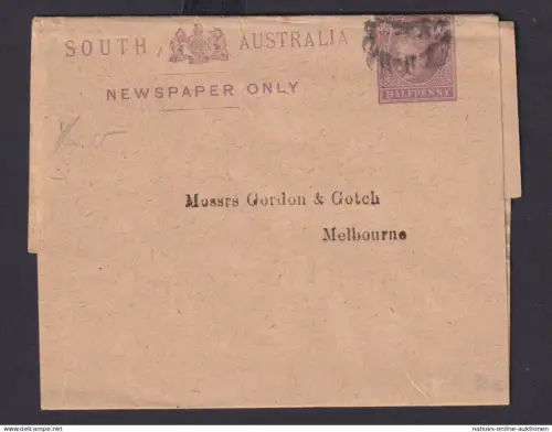 Australien South Australia Ganzsache Streifband 1/2p Queen Victoria