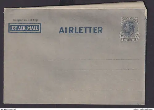 Flugpost air mail Australien Ganzsache Airletter Aerogramm 7 d. King Georg