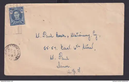 Australien Brief EF King Georg VI Brisbaine Queensland nach USA