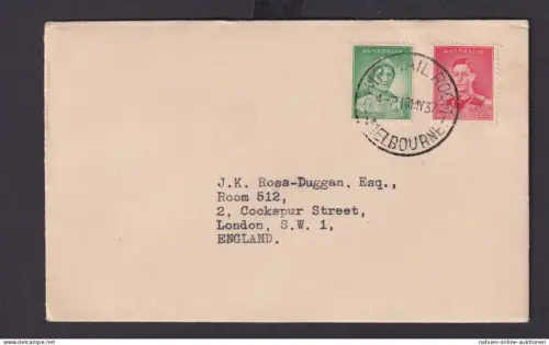 Australien Brief MIF K1 SHIP MAIL ROOM MELBOURNE London Goßbritannien 1937