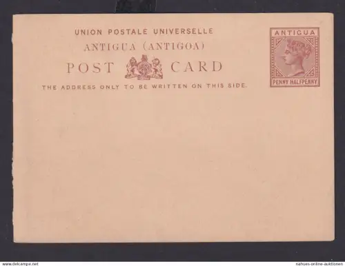 Briefmarken Britische Kolonien Antigua Ganzsache Queen Victoria 1 1/2 p braun