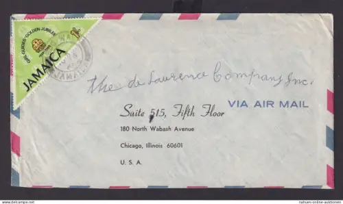 Jamaica Flugpost Brief 1Sh. Girl Guides Golden Jubilee Bog Walk Chicago Illinois