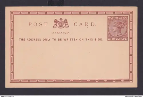Briefmarken Jamaika Ganzsache Queen Victoria Postcard 1/2p braun