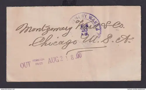 Jamaika Brief EF Kingston nach Chicago USA mit viol. OUT FOREIGN FILES....