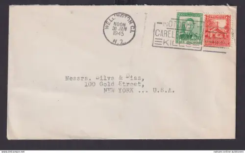 Neuseeland Brief MIF 1 + 2 d. Wellington Masch.Stempel MOTORIST CARELESSNESS