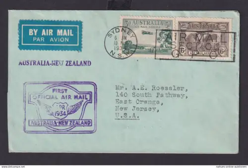 Flugpost airmail Australien Brief Sydney SECTION GPO East Orange New Jersey