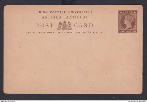 Karibische Inseln Antigua Ganzsache 1 1/2p Queen Victoria Britische Kolonien
