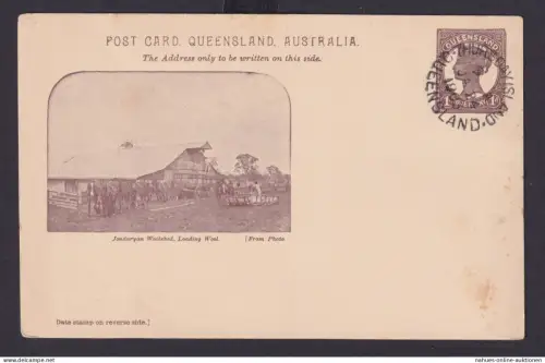 Queensland Australien Bild Ganzsache Queen Victoria 1d Jondaryn Woolshead