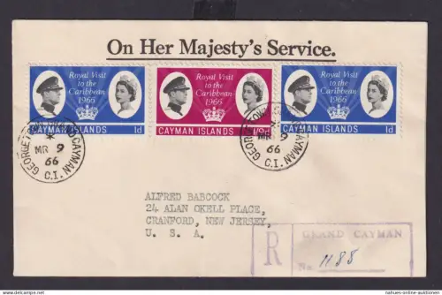 Kaimaninseln R Brief Queen Elisabeth Destination Georgetown Cranford New Jersey