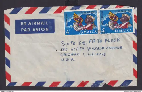 Jamaika Brief MEF Destination nach Chicago USA 1962