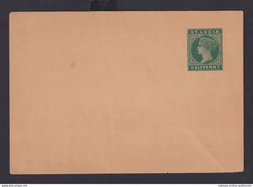 Briefmarken Britische Kolonien St Lucia Ganzsache Queen Victoria 1/2p Streifband