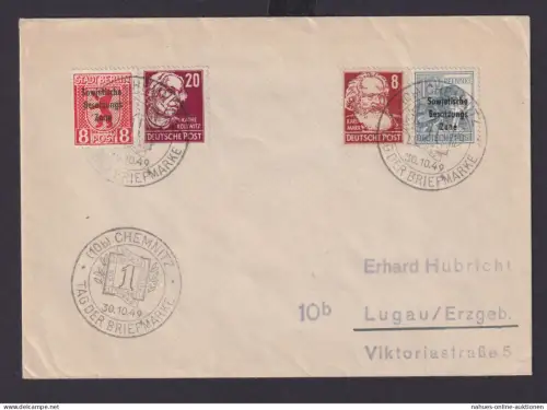 SBZ Brief Philatelie dekor. 48 Pfg. Frankatur Persönlichkeiten + Aufdruck mit