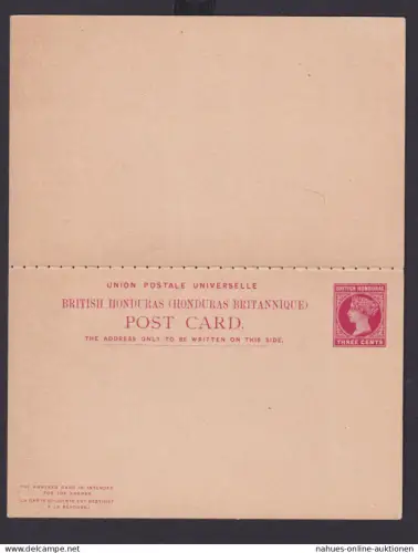 Briefmarken Britische Kolonien British Honduras Ganzsache Queen Victoria Frage